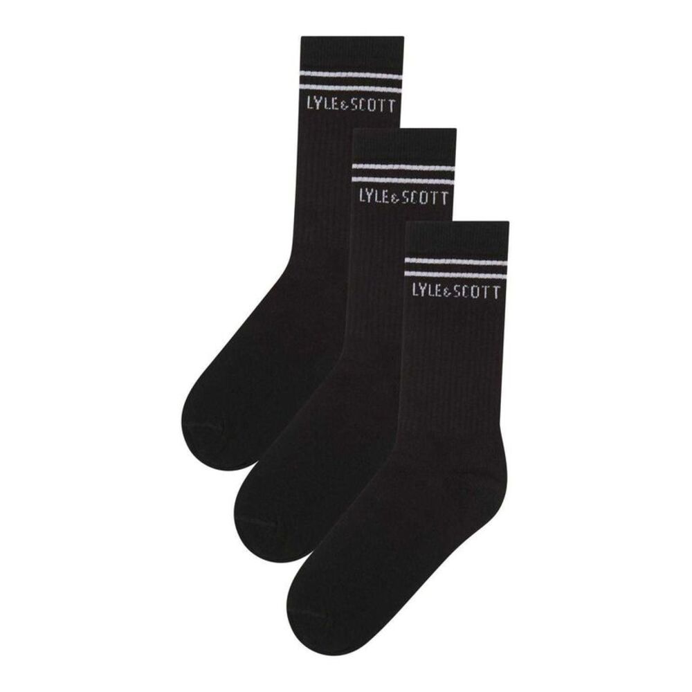 Lyle & Scott Childrens/Kids Crew Socks (Pack of 3) / Black